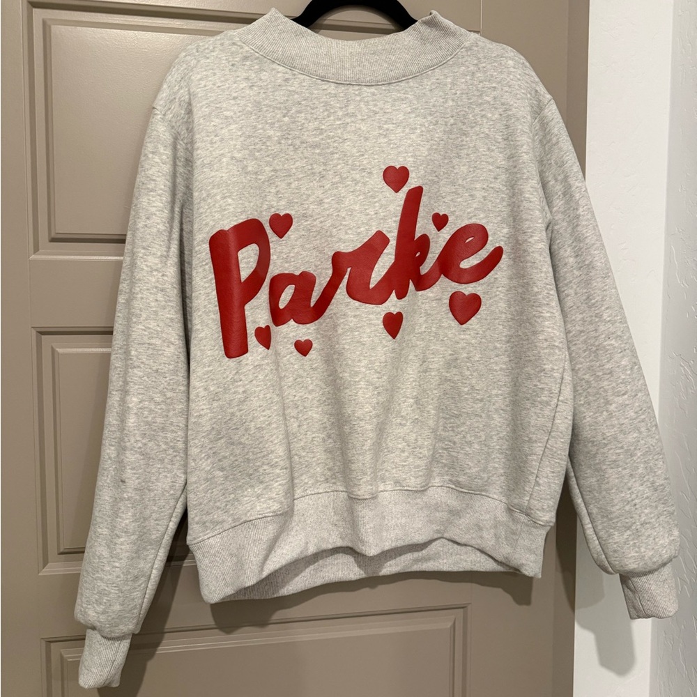 Parke Gray Sweatshirt with Red Heart Accents